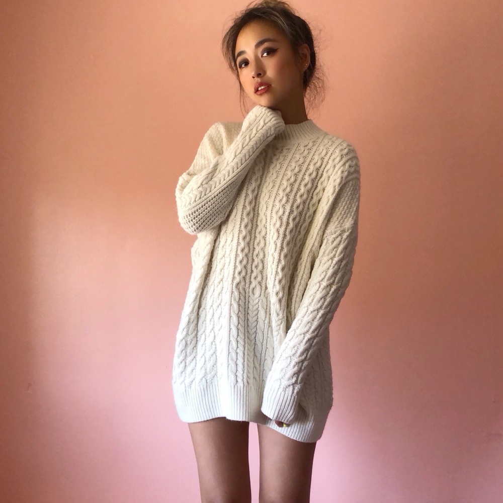 🐑HP🐑 TopShop Cream Fisherman Sweater - Picture 2 of 4